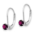 14K WG 4mm Round June/Rhodolite Leverback Earrings - Birthstone Company