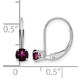 14K WG 4mm Round June/Rhodolite Leverback Earrings - Birthstone Company