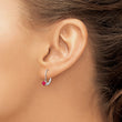 14K White Gold 4mm Round July/Ruby Leverback Earrings - Birthstone Company
