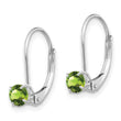 14K White Gold 4mm Round August/Peridot Leverback Earrings - Birthstone Company