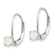 14K White Gold 4mm Round October/Opal Leverback Earrings - Birthstone Company