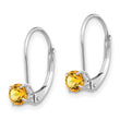 14K White Gold 4mm Round November/Citrine Leverback Earrings - Birthstone Company