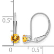 14K White Gold 4mm Round November/Citrine Leverback Earrings - Birthstone Company