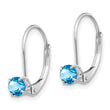 14K White Gold 4mm Round December/Blue Topaz Leverback Earrings - Birthstone Company