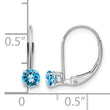 14K White Gold 4mm Round December/Blue Topaz Leverback Earrings - Birthstone Company