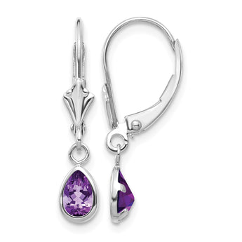 14K 6x4mm White Gold Amethys/February Earrings - Birthstone Company