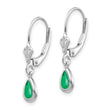 14K White Gold 6x4mm Emerald/May Earrings