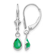 14K White Gold 6x4mm Emerald/May Earrings - Birthstone Company