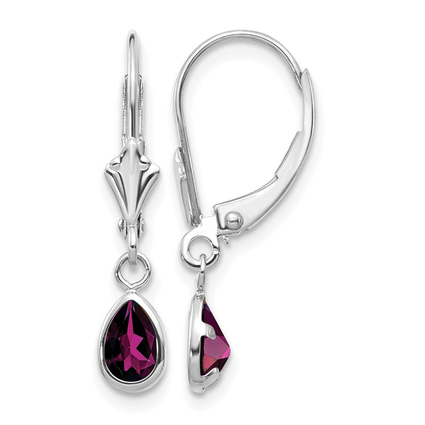14K White Gold 6x4mm Rhodolite Garnet/June Earrings - Birthstone Company