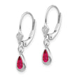 14K White Gold 6x4mm July/Ruby Earrings - Birthstone Company