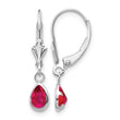 14K White Gold 6x4mm July/Ruby Earrings - Birthstone Company