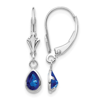 14K White Gold 6x4mm Sapphir/September Earrings - Birthstone Company