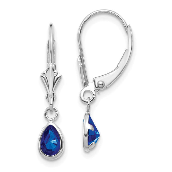 14K White Gold 6x4mm Sapphir/September Earrings