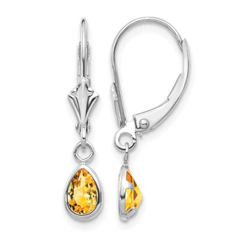 14K White Gold 6x4mm Citrin/November Earrings - Birthstone Company