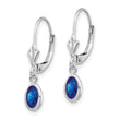 14K White Gold 6x4 Oval Bezel September/Sapphire Leverback Earrings - Birthstone Company