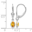 14K White Gold 6x4 Oval Bezel November/Citrine Leverback Earrings - Birthstone Company