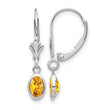 14K White Gold 6x4 Oval Bezel November/Citrine Leverback Earrings - Birthstone Company