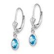 14K White Gold 6x4 Oval Bezel December/Blue Topaz Leverback Earrings - Birthstone Company
