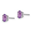 14K White Gold 6x4 Oval February/Amethyst Post Earrings - Birthstone Company