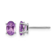 14K White Gold 6x4 Oval February/Amethyst Post Earrings - Birthstone Company