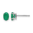 14K White Gold 6x4mm Emerald Earrings - Birthstone Company