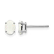14K White Gold 6x4mm Opal Earrings - Birthstone Company