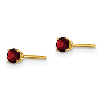 14K 3mm January/Garnet Post Earrings - Birthstone Company