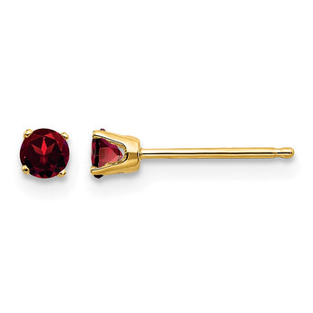14K 3mm January/Garnet Post Earrings - Birthstone Company
