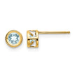 14K 4mm Bezel March/Aquamarine Post Earrings - Birthstone Company