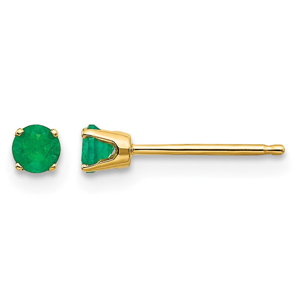 14K Yellow Gold 3mm May/Emerald Post Earrings - Birthstone Company