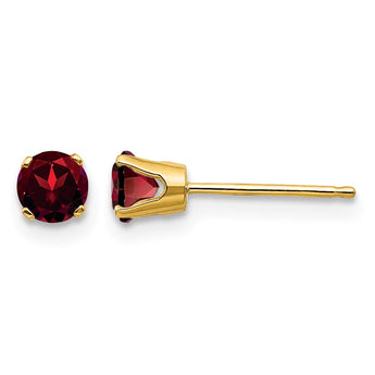 14K 4mm Round January/Garnet Post Earrings - Birthstone Company
