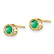 14K 4mm Bezel May/Emerald Post Earrings - Birthstone Company