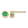 14K 4mm Bezel May/Emerald Post Earrings - Birthstone Company
