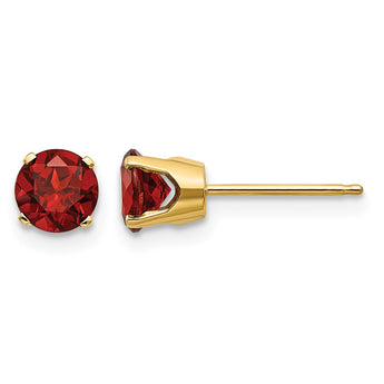 14K 5mm Garnet Earrings January - Birthstone Company