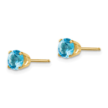 14K 5mm Blue Topaz Earrings December - Birthstone Company