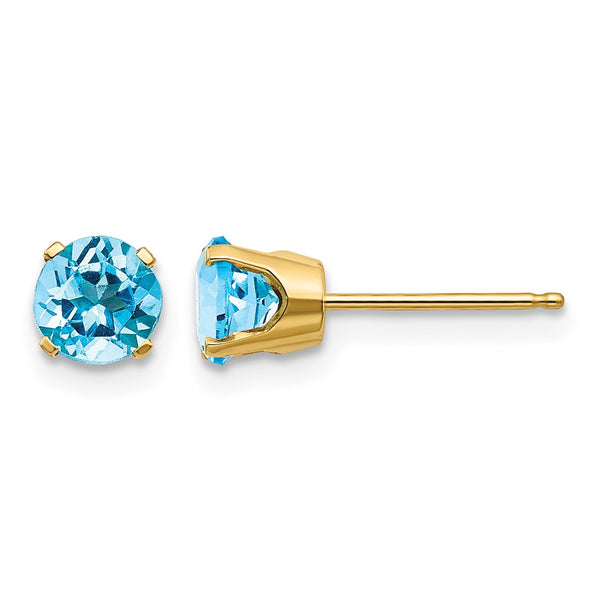 14K 5mm Blue Topaz Earrings December - Birthstone Company