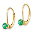 14K 4mm Round May/Emerald Leverback Earrings - Birthstone Company