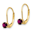 14K 4mm Round June/Rhodolite Leverback Earrings - Birthstone Company