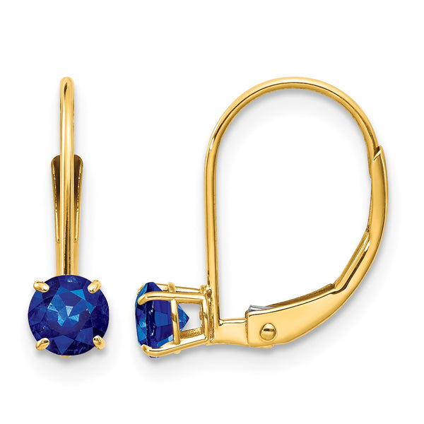 14k 4mm Round September/Sapphire Leverback Earrings - Birthstone Company