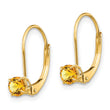14k 4mm Round November/Citrine Leverback Earrings - Birthstone Company