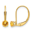 14k 4mm Round November/Citrine Leverback Earrings - Birthstone Company