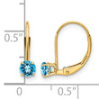14k 4mm Round December/Blue Topaz Leverback Earrings - Birthstone Company