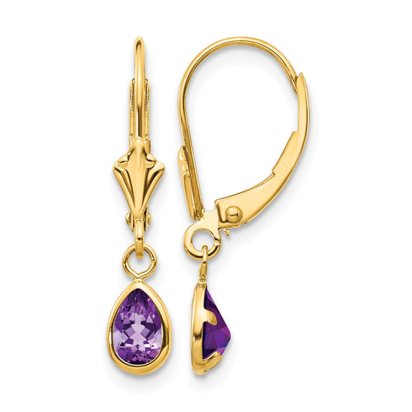 14k 6x4mm Amethyst/February Earrings - Birthstone Company