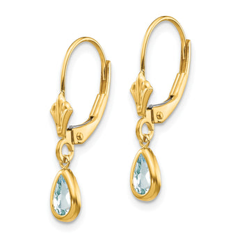 14k 6x4mm March/Aquamarine Earrings - Birthstone Company