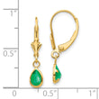 14k 6x4mm Emerald/May Earrings