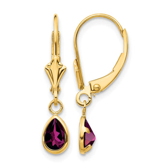 14k 6x4mm Rhodolite Garnet/June Earrings - Birthstone Company
