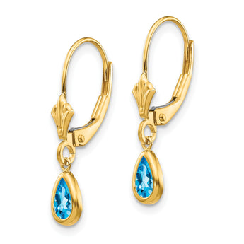 14k 6x4mm December/Blue Topaz Earrings - Birthstone Company