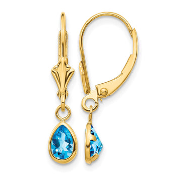 14k 6x4mm December/Blue Topaz Earrings - Birthstone Company