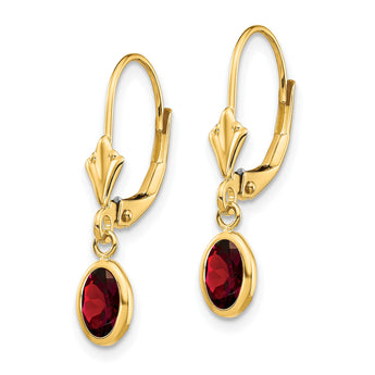 14k 6x4mm Garnet/January Earrings - Birthstone Company