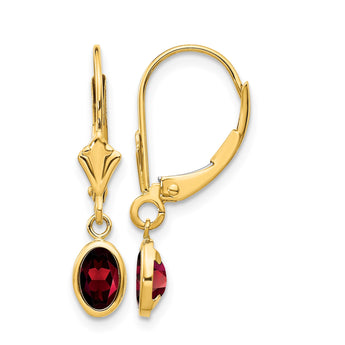 14k 6x4mm Garnet/January Earrings - Birthstone Company